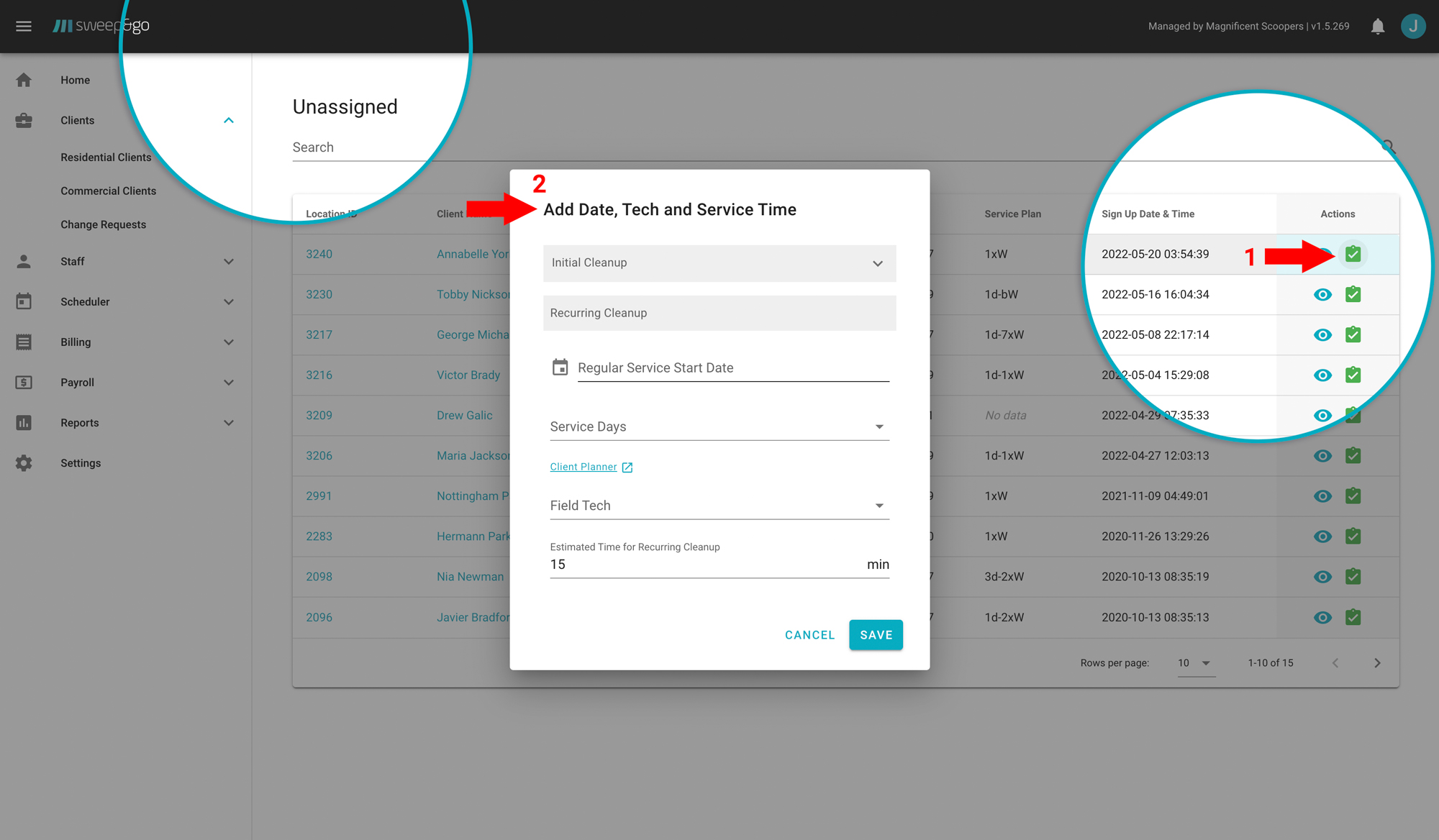 Assign-additional-service-tech-and-service-day-under-Unassigned-Location